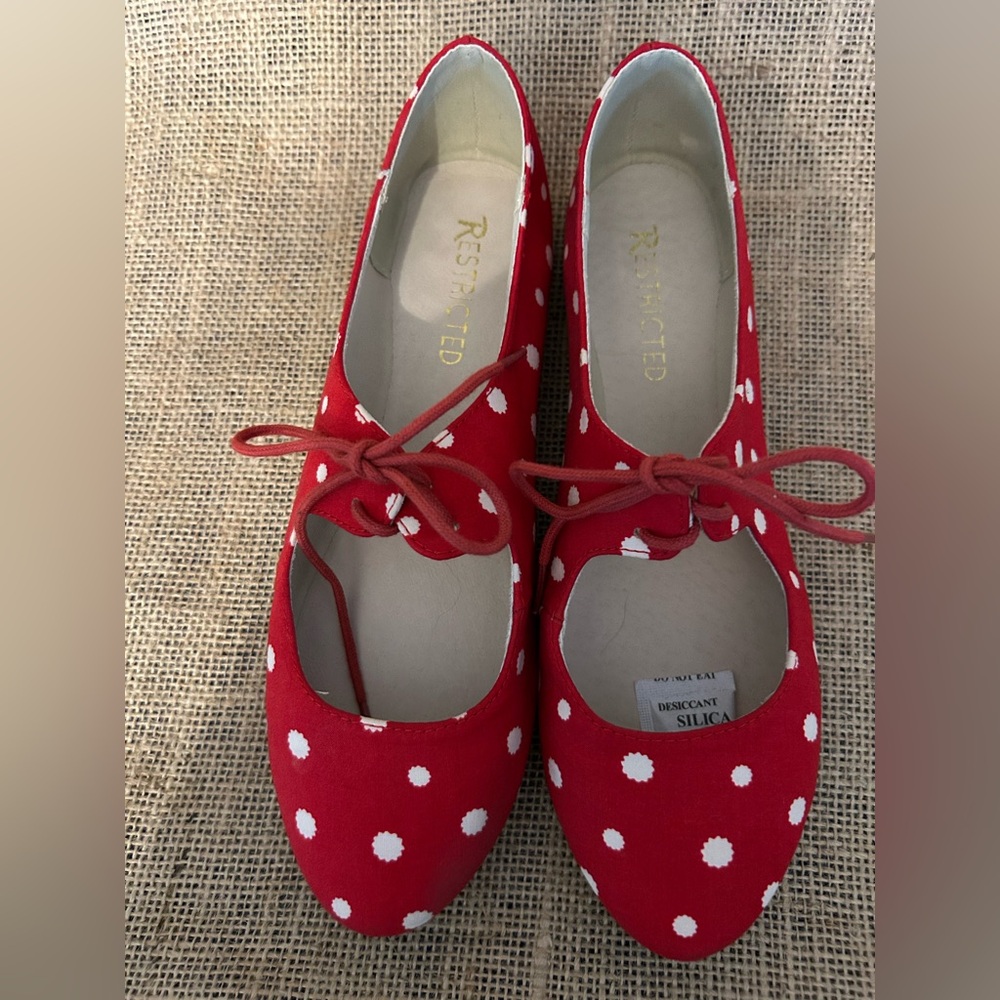 Restricted Red Polka Dot Flats